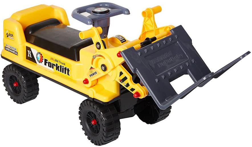 Ride-on Forklift Construction Truck Toy for Children,Sound, Lifting, Loading and Unloading, Sliding Function