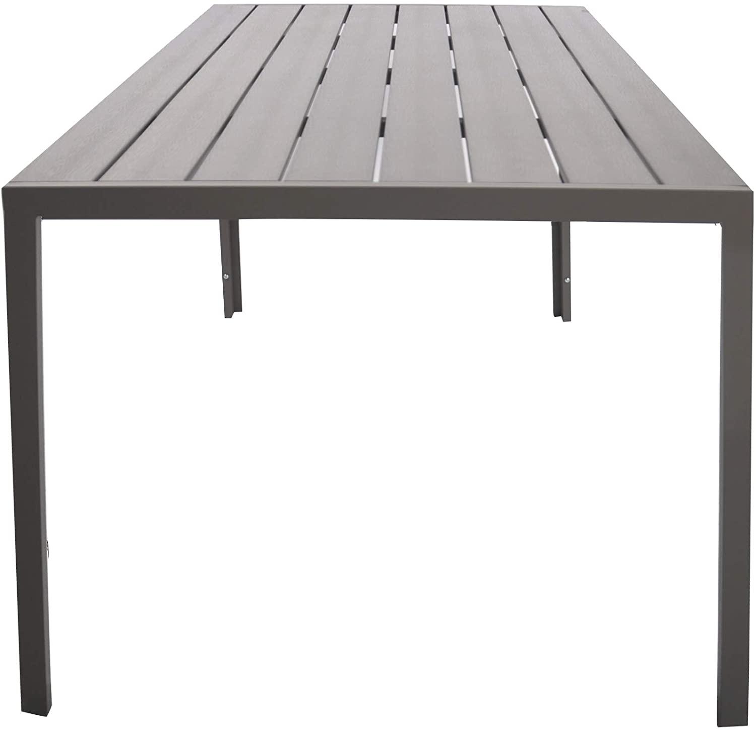 55" Outdoor Patio Dining Table for 4-6 Rectangular Table with Aluminum Frame, Gray