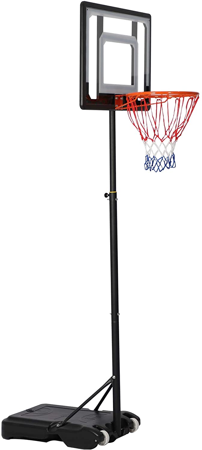 Portable Basketball Hoop Backboard System Stand Outdoor Sports Equipment Height Adjustable 6.5Ft-8.2Ft with Wheels for Kids
