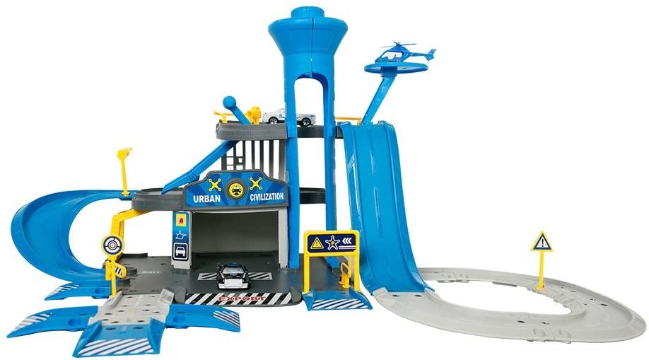 DIY Police Station Playset Educational Toy Service Station Parking Garage