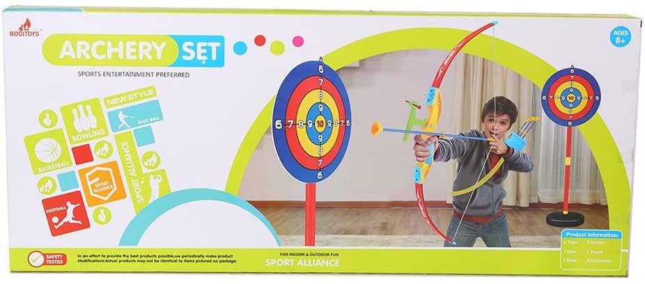 Kids Bow and Arrow Set Toy Bow Archery Set for Kids,Outdoor Hunting Game with 3 Suction Cup Arrows with Target Stand ,Target for Boys and Girls (Black-Base)