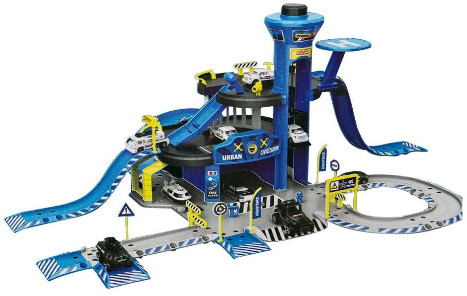 DIY Police Station Playset Educational Toy Service Station Parking Garage