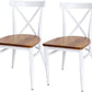 LUCKYERMORE Set of 2 Dining Side Chairs Solid Wood Chair Heavy Duty Metal Frame, X Back White
