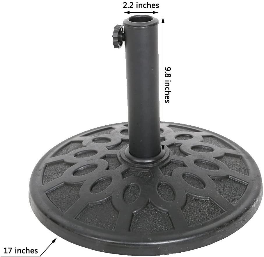 LUCKYERMORE 17" Umbrella Base Patio Outdoor Round Universal Stand Rust Proof, Black