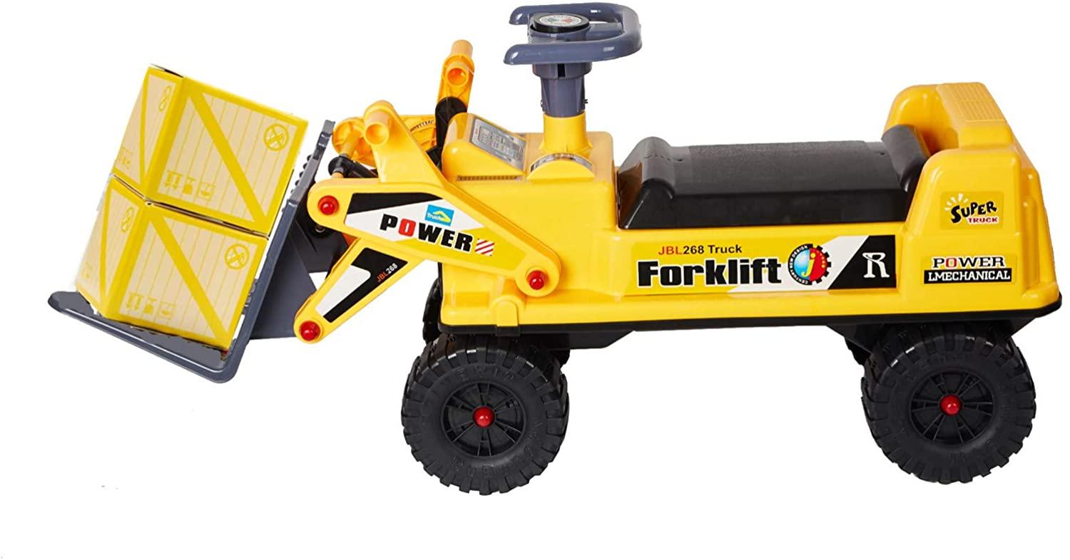 Ride-on Forklift Construction Truck Toy for Children,Sound, Lifting, Loading and Unloading, Sliding Function - Luckyermore