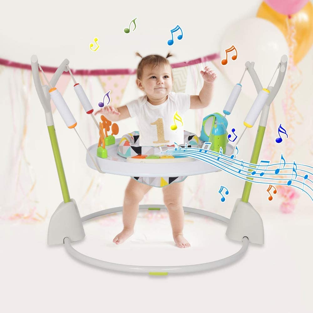 Baby Activity Jumper and Bouncer with Lights, Melodies, and Einstein Toys,Foldaway Jumper for Baby Girls Boys