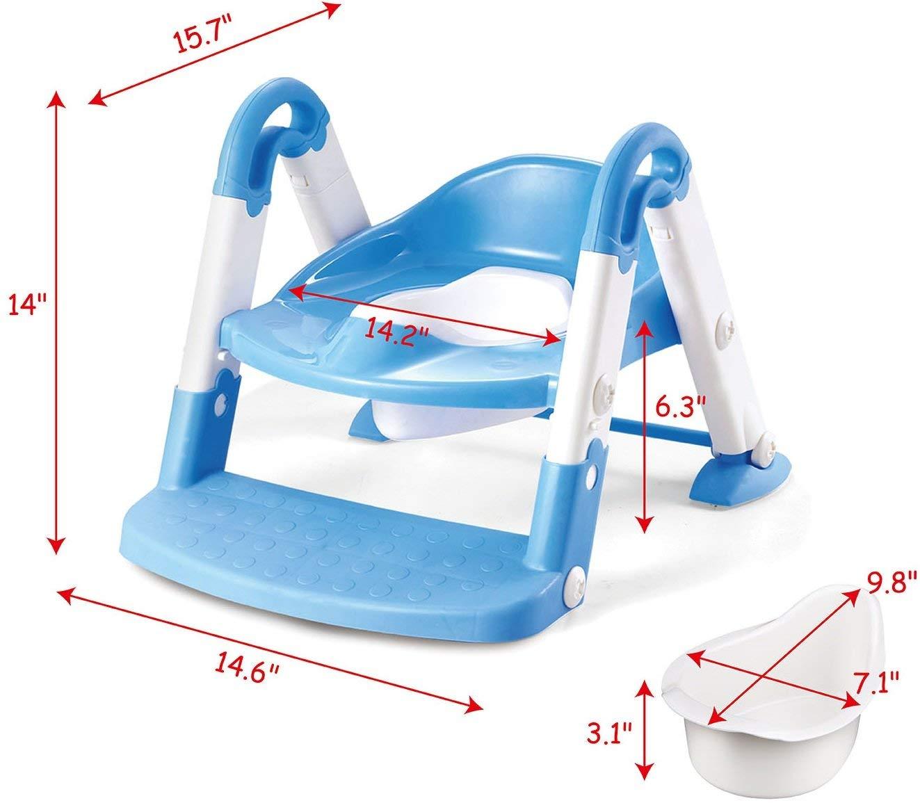 3 in 1 Potty Training Seat with Adjustable Ladder, Kid’s Ladder Toilet Seat with Non-Slip Step Stool Ladder, Potty Training Ladder, Potty Chair - Luckyermore