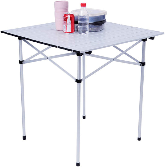 Aluminum Camping Table Lightweight Portable Outdoor Picnic Table with Roll Up Top Carrying Bag for Picnic Beach BBQ Party Traveling Hiking
