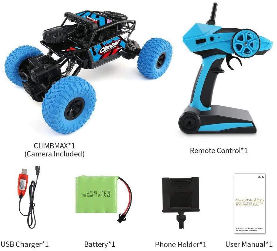 RC Hobby Toys Off-Road Sport Cars 4WD 2.4Ghz Rock Crawler Vehicle Truck with Wi-Fi HD Camera Gifts for Kids and Adults - Luckyermore