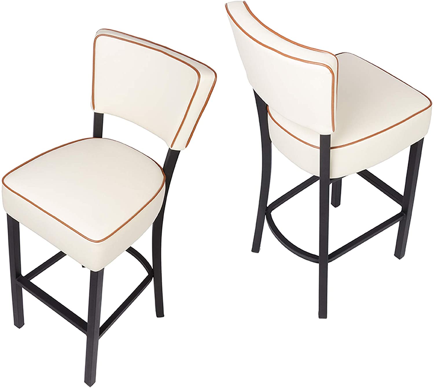 30” Bar Stools Set of 2 Kitchen Chairs Counter Pub Height Leather Modern Breakfast Dining Chairs Home Furniture, Beige