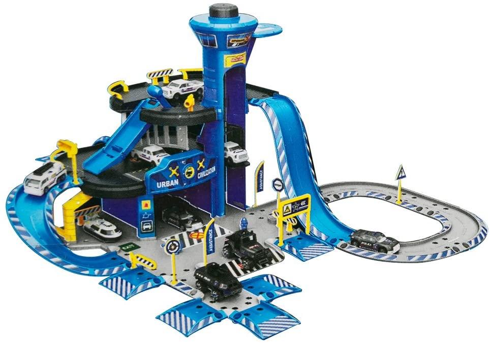 DIY Police Station Playset Educational Toy Service Station Parking Garage