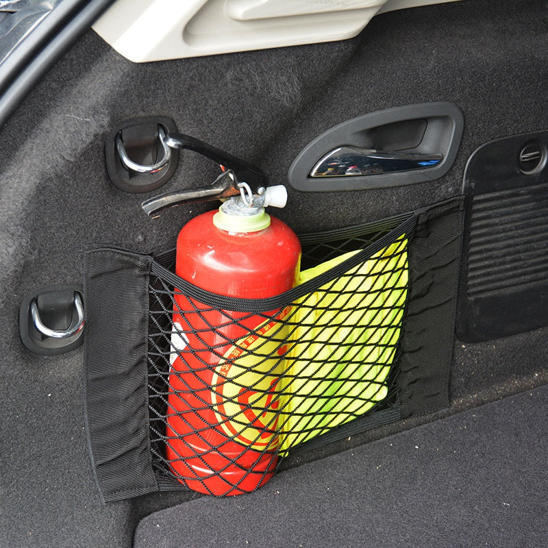 CARSTY Automobile Trunk Luggage Net Bag Trunk Elastic Multi-purpose Velcro Double-layer Trunk Storage Bag