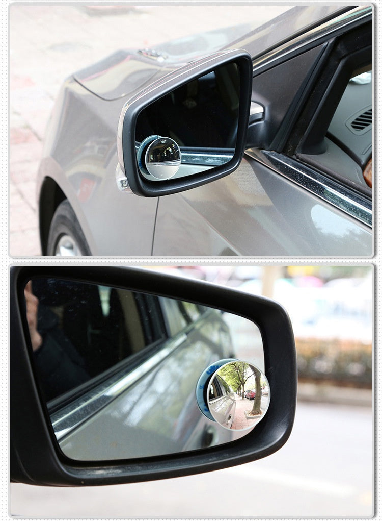 CARSTY Car Rearview Mirror Rimless Small Round Mirror Convex Wide-angle Adjustable Blind Spot Mirror Parkassist Rearview Mirror