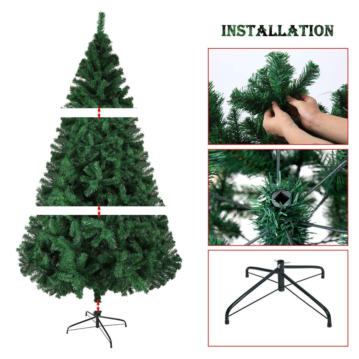 LUCKYERMORE 6ft Premium Spruce Artificial Christmas Tree with 800 Branch Tips Metal Stand, Green