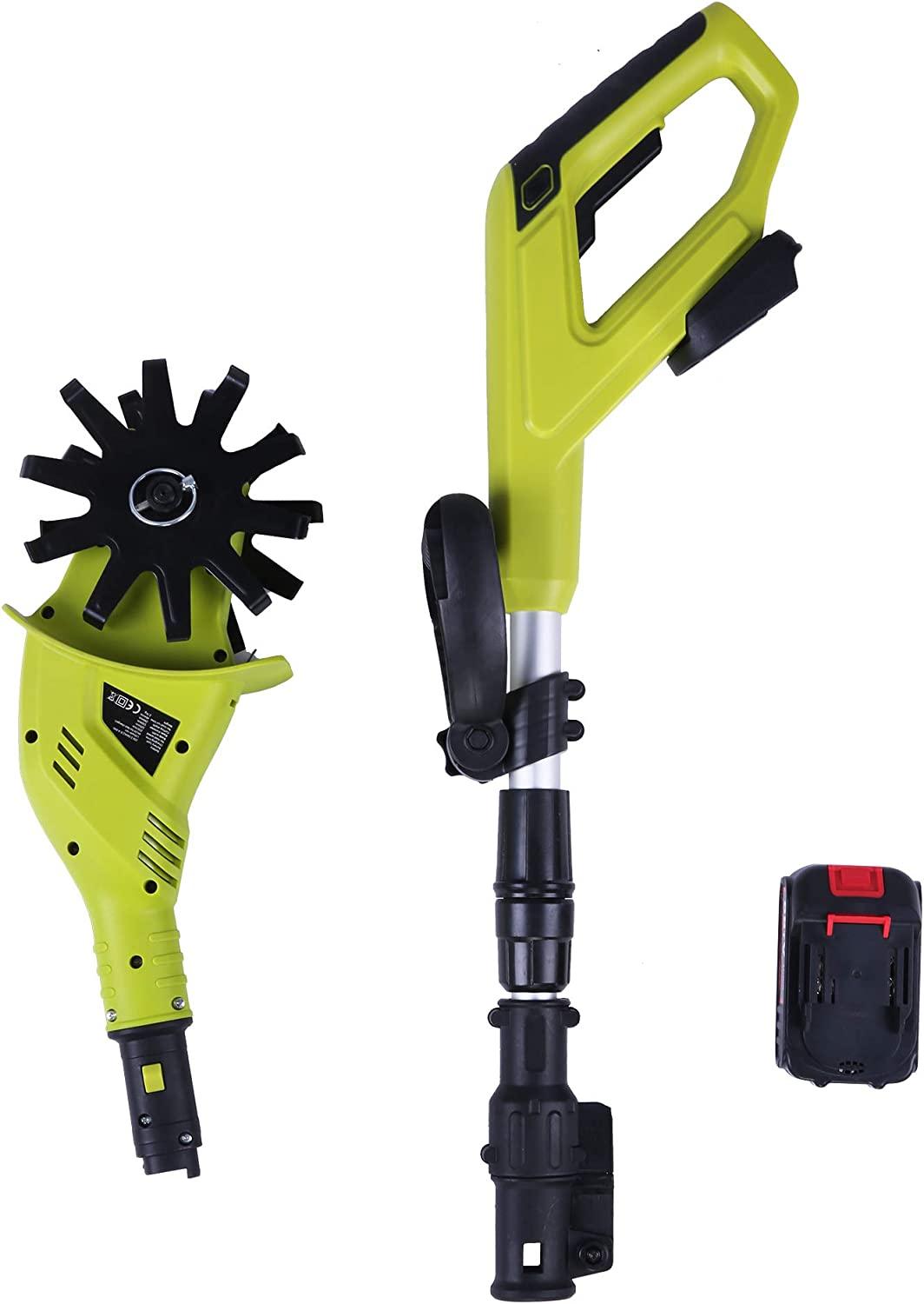 LUCKYERMORE Cordless Electric Garden Tiller/Cultivator Adjustable with 20V 2.0 Ah Lithium Battery and Charger
