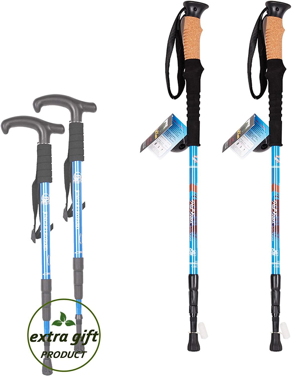 2 Pack Trekking Poles Collapsible Climbing Stick - Luckyermore
