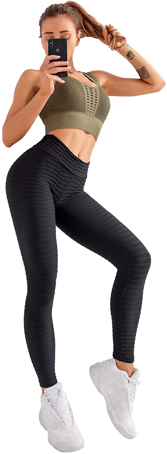 Women's Butt Lift Yoga Pants High Waist Textured Leggings Sport Fitness