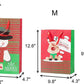 12 Pack Assorted Christmas Gift Bags with Small Medium Large Size, 4 Xmas Pattern Holiday Gift Bags with Tissue Paper, Bright