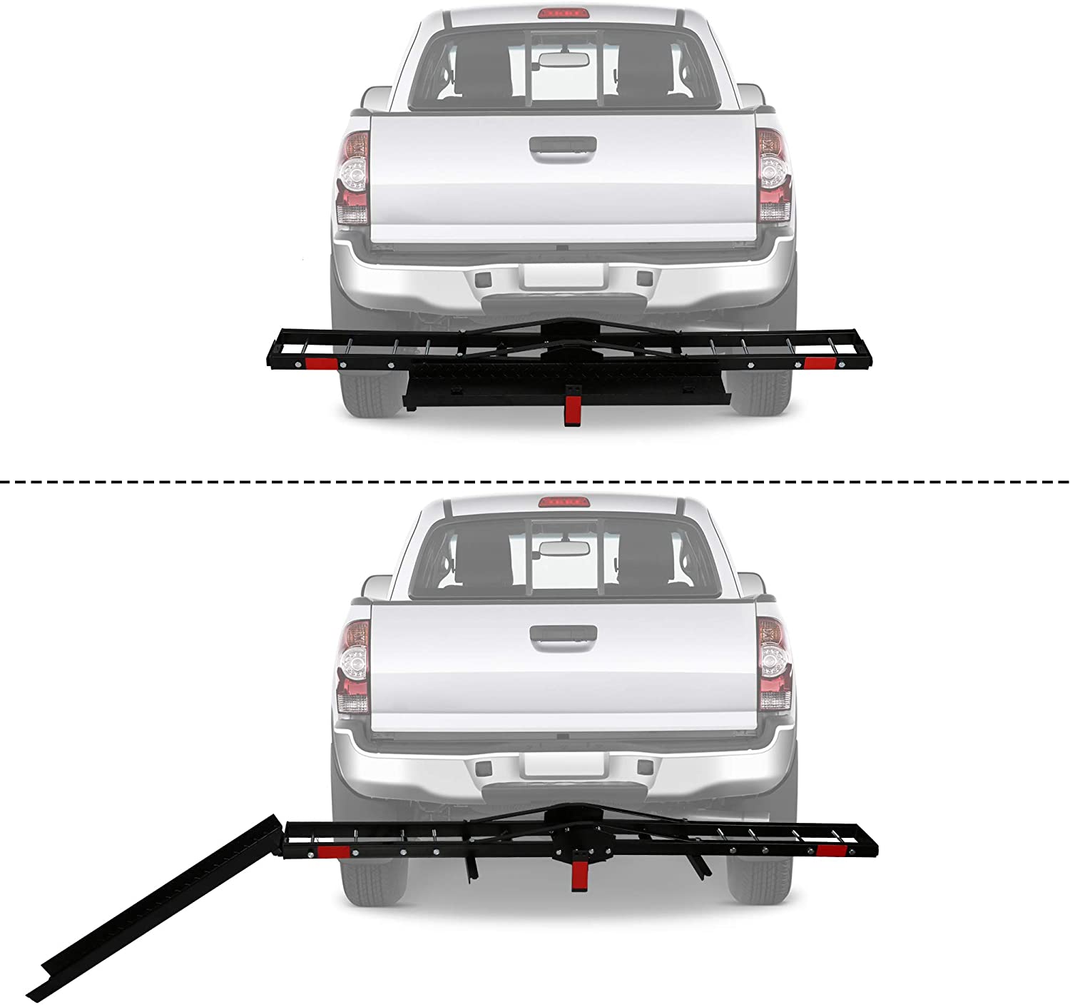 Motorcycle Rack Motorcycle Scooter Carrier Hauler Hitch Mount Rack with Loading Ramp Fit 2" Receiver of Cars, SUVs and Vans