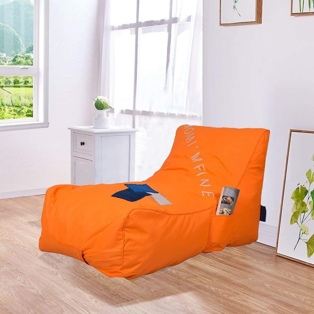Kids Bean Bag Chair - Floor Chair Couch Lazy Lounger Memory Foam Sofa with Dirt-Proof Oxford Fabric&Side Pocket for Kids Age 2 and Up,MOM I'm FINE, Orange