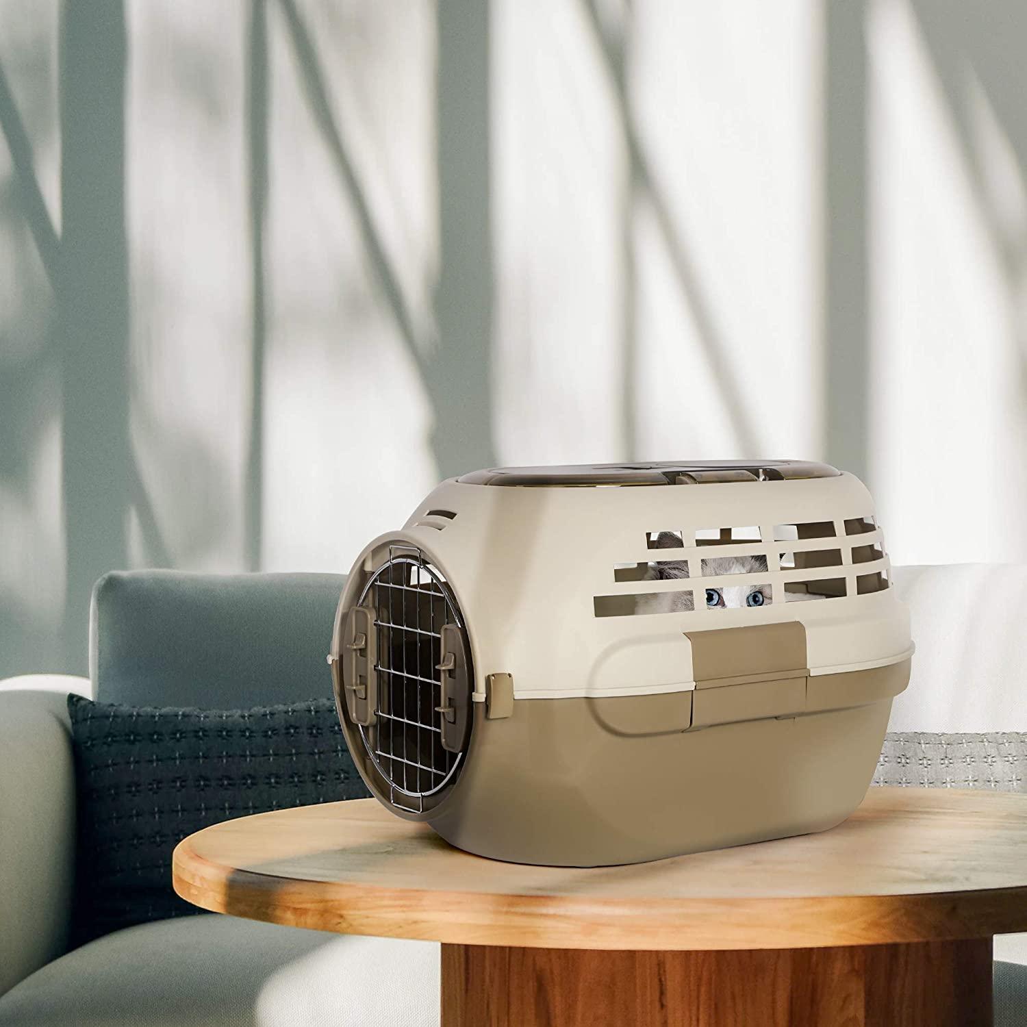 Pet Travel Cage Pet Hard-Side Carrier Plastic Pet Travel Kennel for Dog,Heavy Duty Dog Carrier Easy Assembly Pet Airline Box Portable Cage,Animal Carrier - Luckyermore