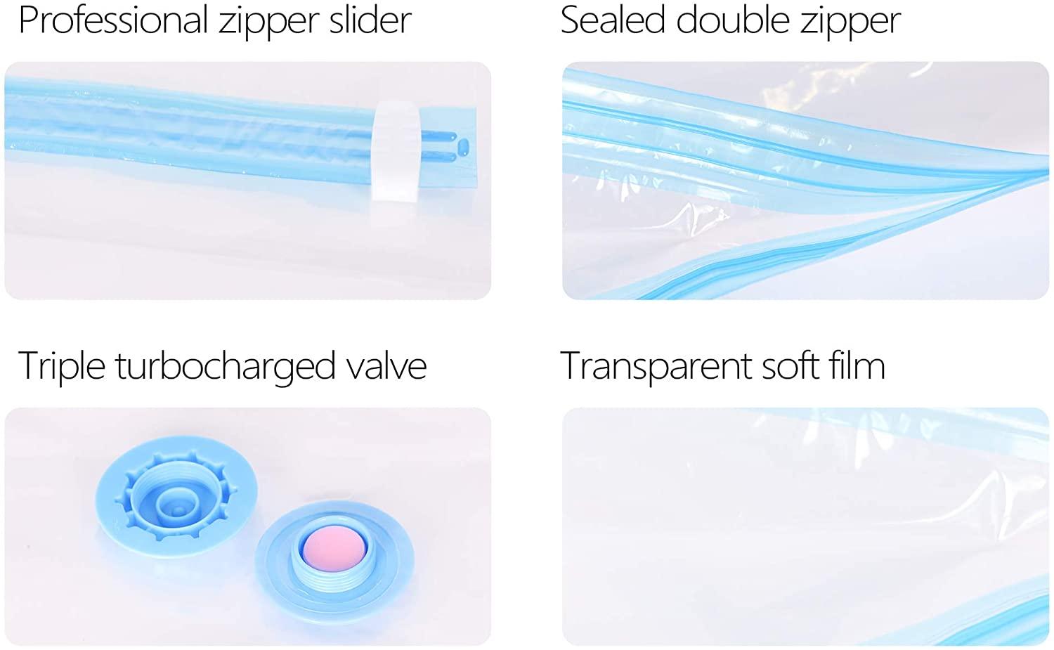 Vacuum Seal Bags Space-Saving Vacuum Storage Bags Includes 8 Compression Bags and Manual Pump,Small 19.7"x27.6 - Luckyermore