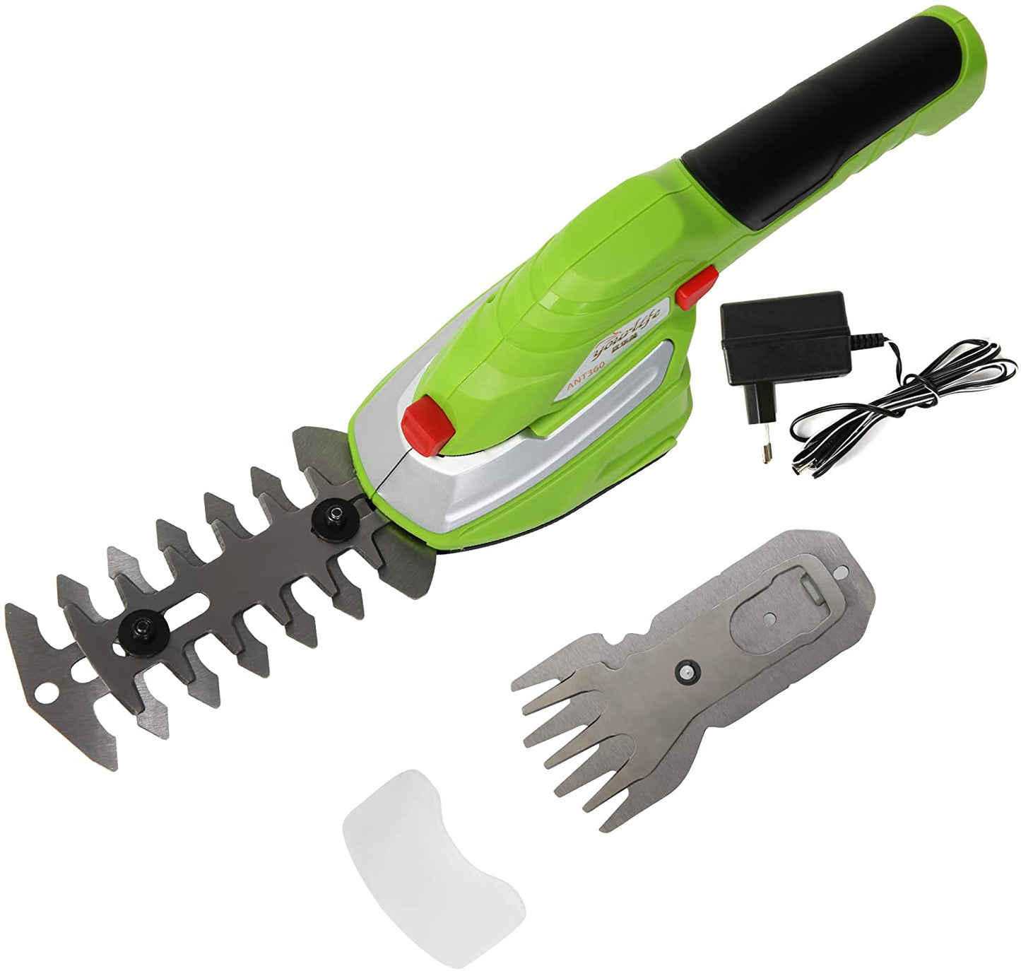 2-in-1 Cordless Hedge Trimmer 60min Shrubber w/Protective Shells Grass Shear Combo Rechargeable 3.6V Li-Ion Battery 2.45 lbs for Easy-Carry