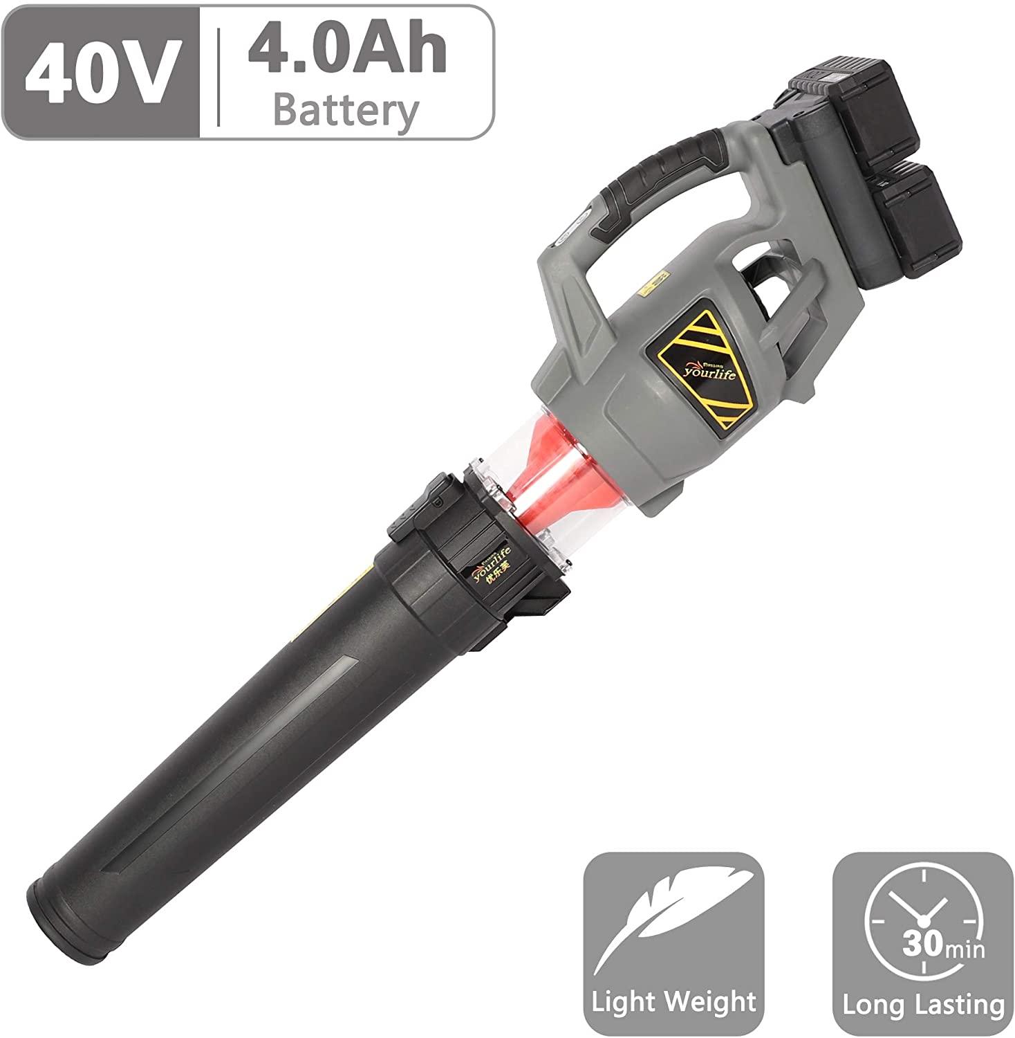 Cordless Leaf Blower Battery Powered Electric Leaf Blower 89 MPH Variable Speed 18000 RPM 40V Lithium Leaf Blower Cordless with Battery & Charger Garden Cleaning Garage Dusting - Luckyermore
