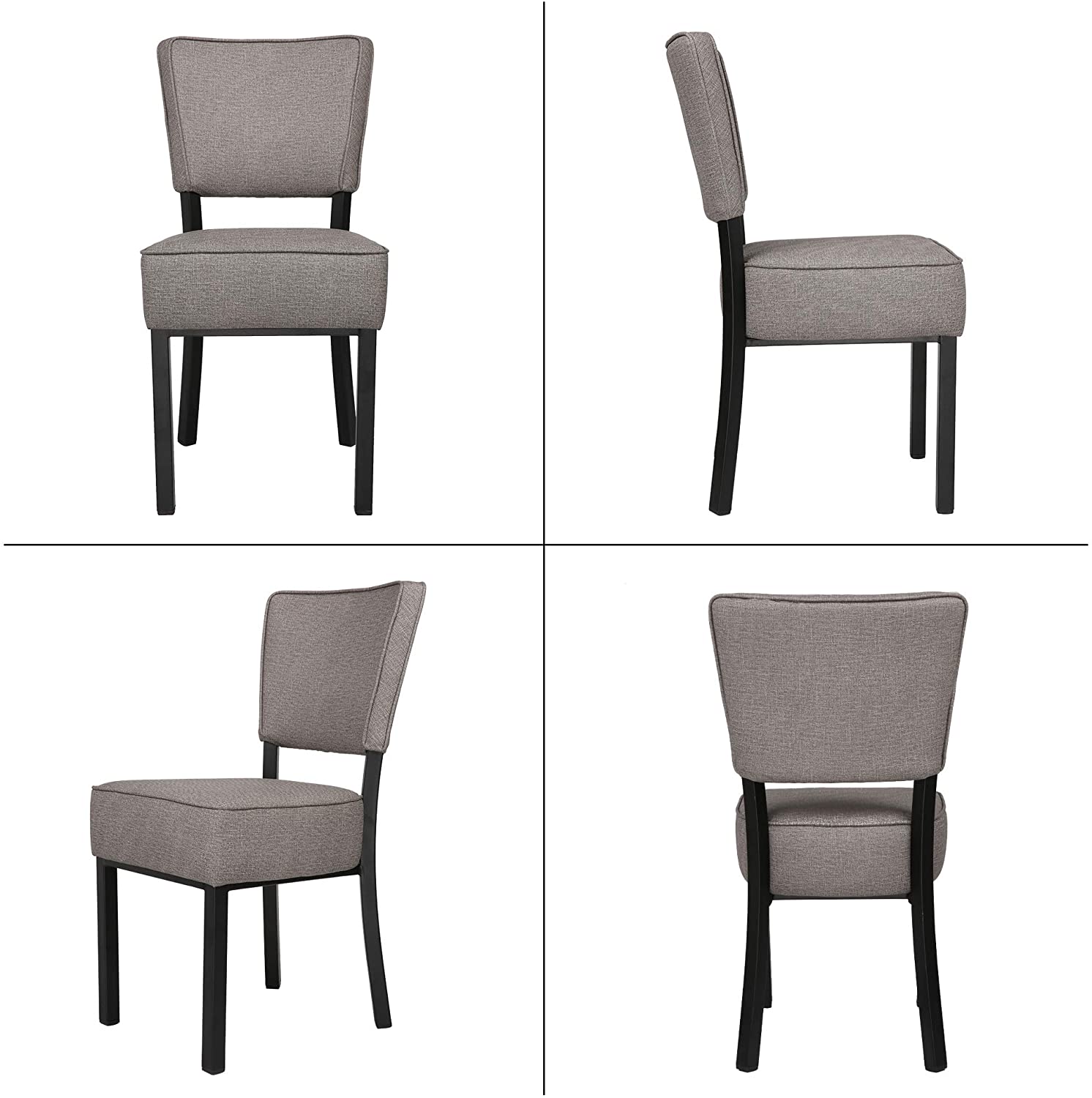 LUCKYERMORE Set of 2 Kitchen Dining Chairs PU Leather Side Chairs with Soft Cushion, Gray