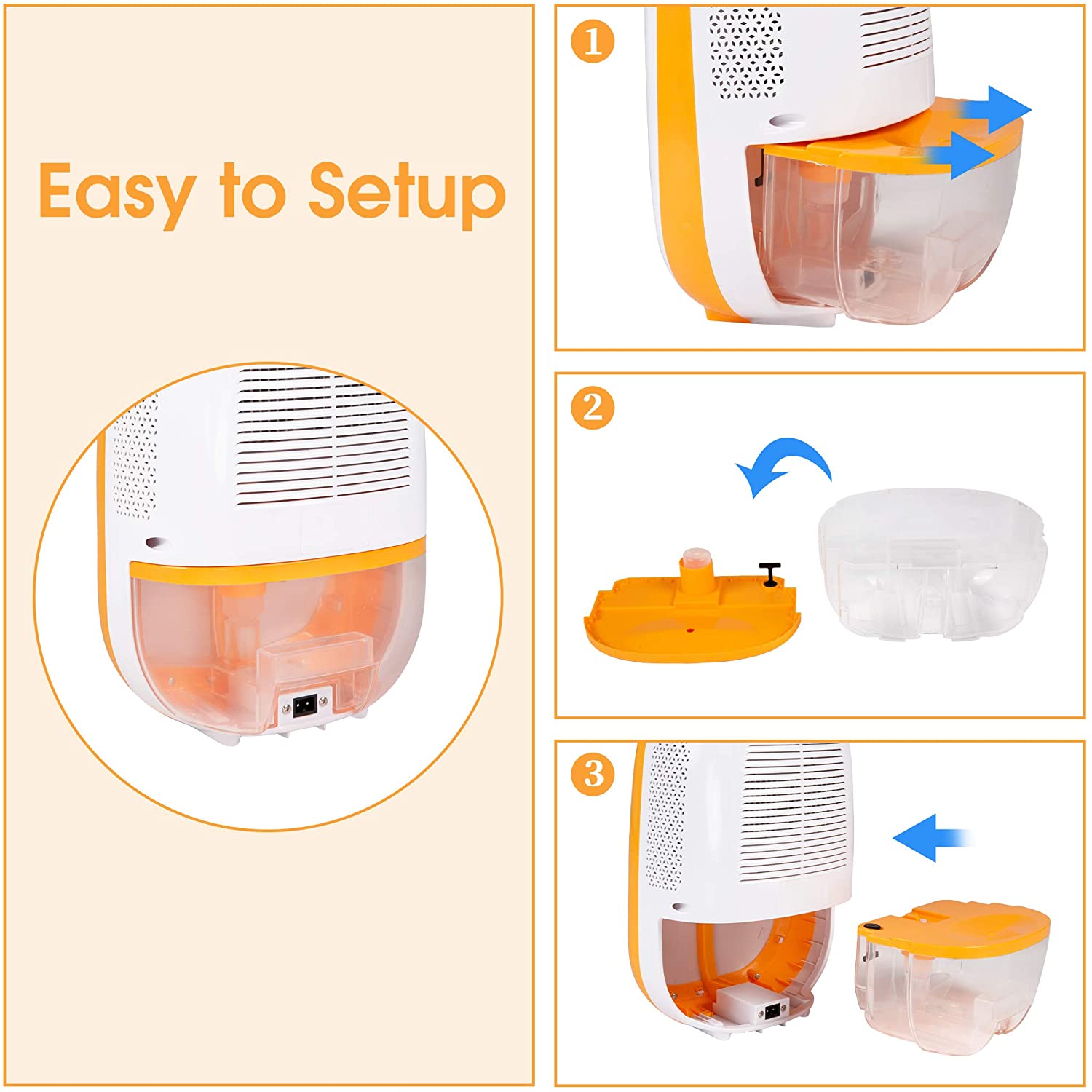 Mini Safe Dehumidifiers for Home Bedroom Bathroom Basement Closet RV Garage, 1100ml (37oz) Quiet Portable Small Dehumidifier