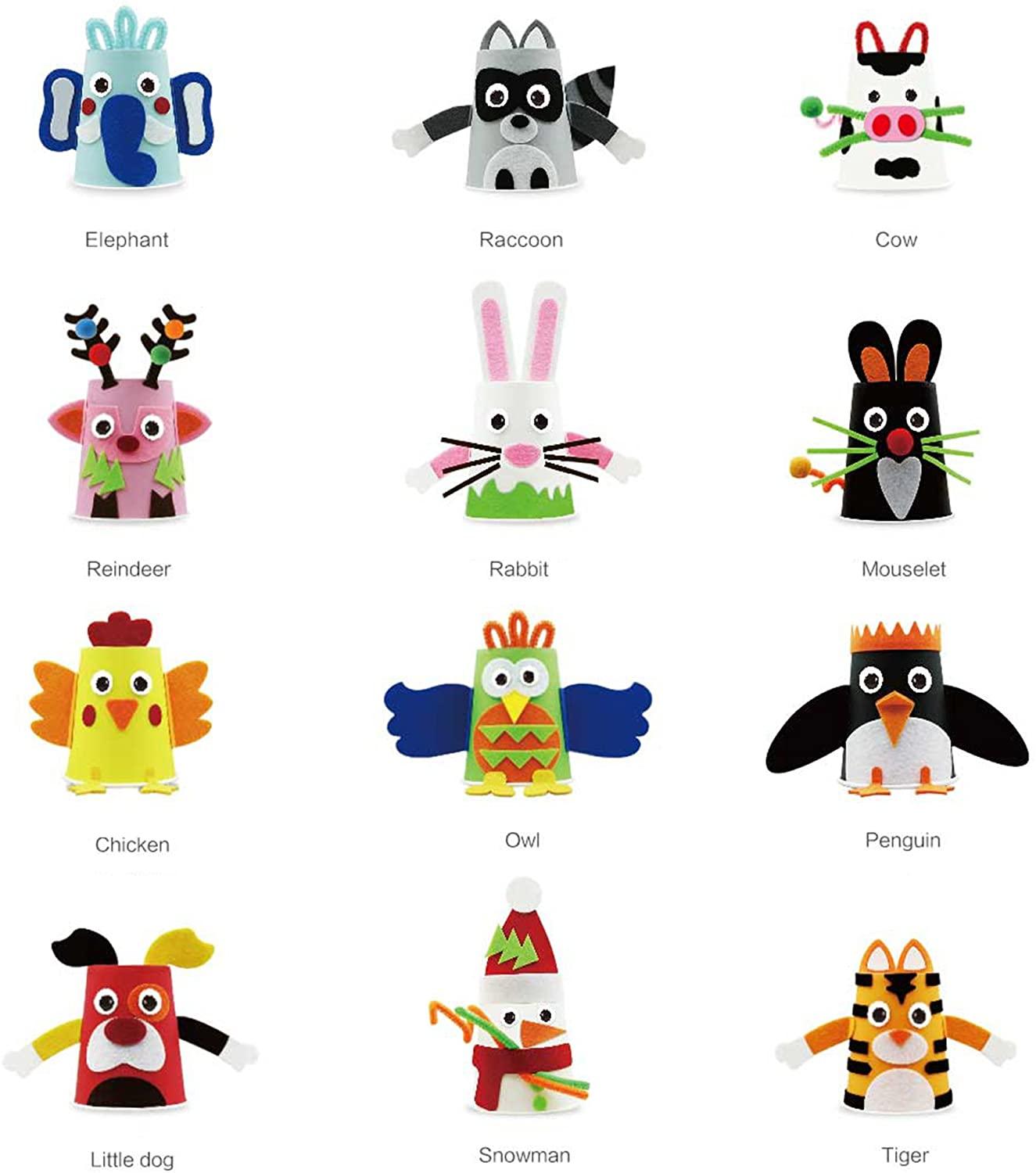 Mobee Felt Paper Cup Sticker DIY Craft Kits Paper Art Training Early Educatioanl Playing Toys Kids - Luckyermore