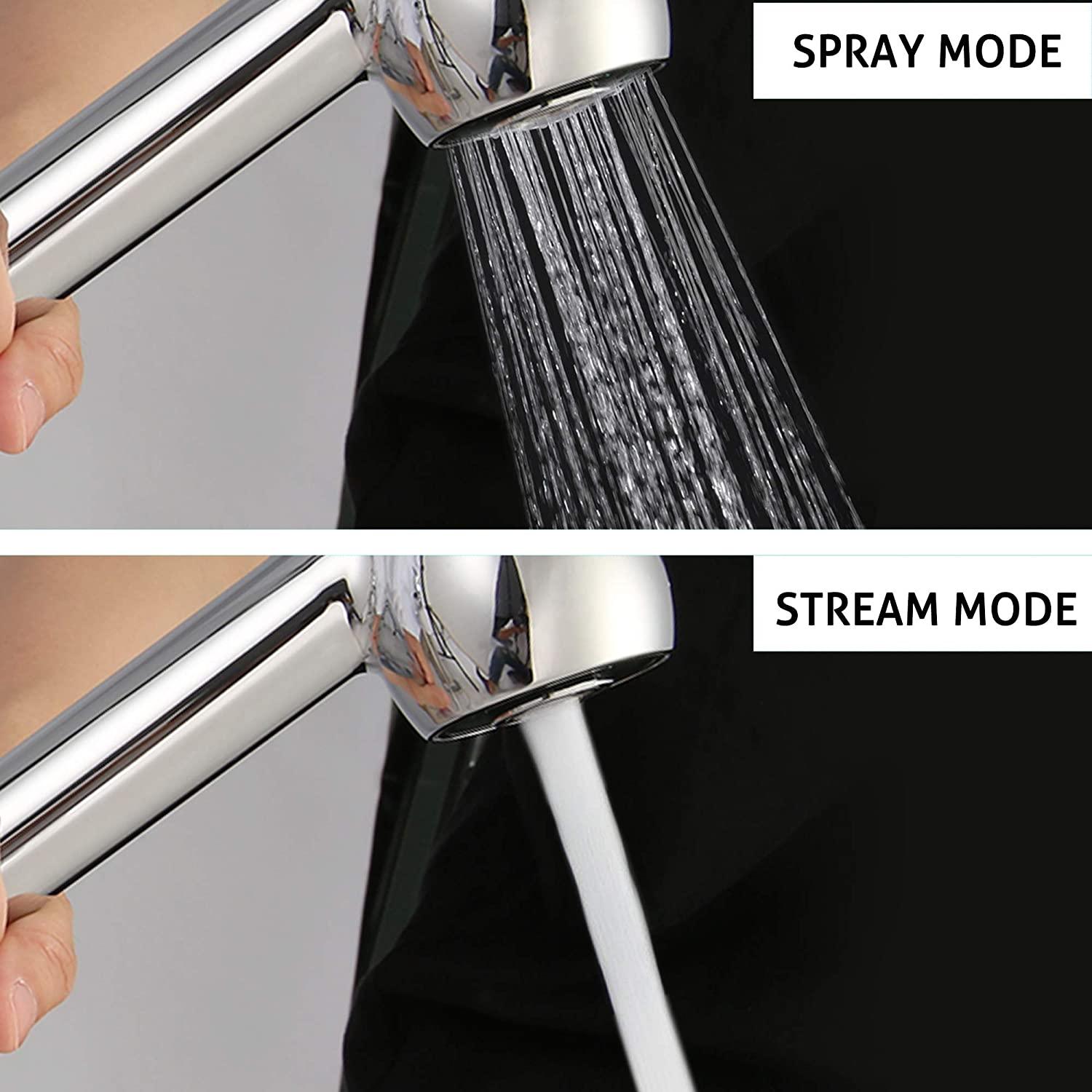 Pull Out Sprayer Single Hole Kitchen Sink Faucet, Single Handle Stainless Steel Tap for Bathroom Rv Wet Bar Sinks, Chrome - Luckyermore