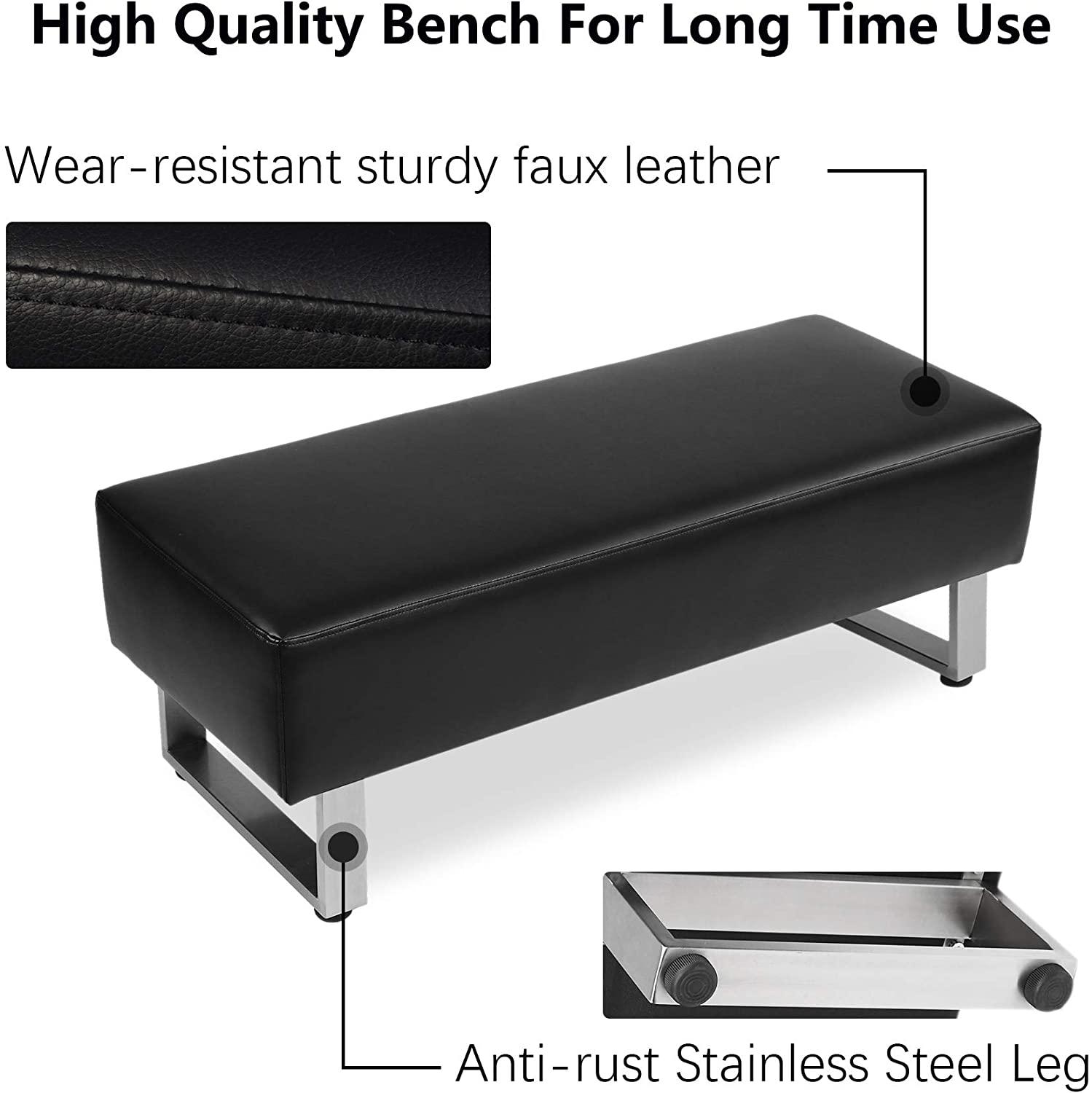 47"L Modern PU Leather Dining Room Bench Upholstered Padded Seat, Black - Luckyermore
