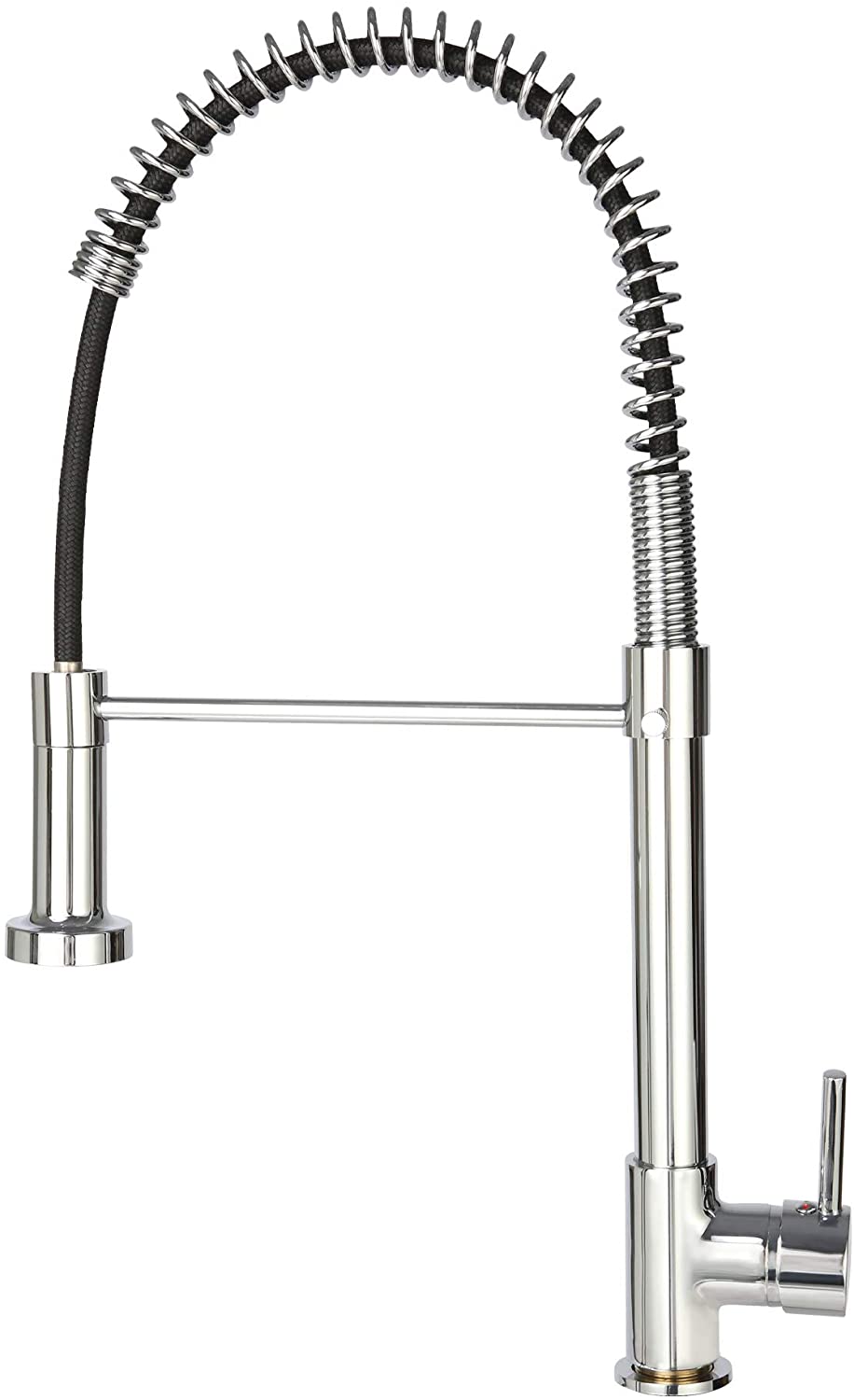 Commercial Kitchen Faucet with Pull Down Sprayer, High Arc Stainless Steel, 360 Swivel Single Handle Single Hole Spring Sink Faucet, Chrome
