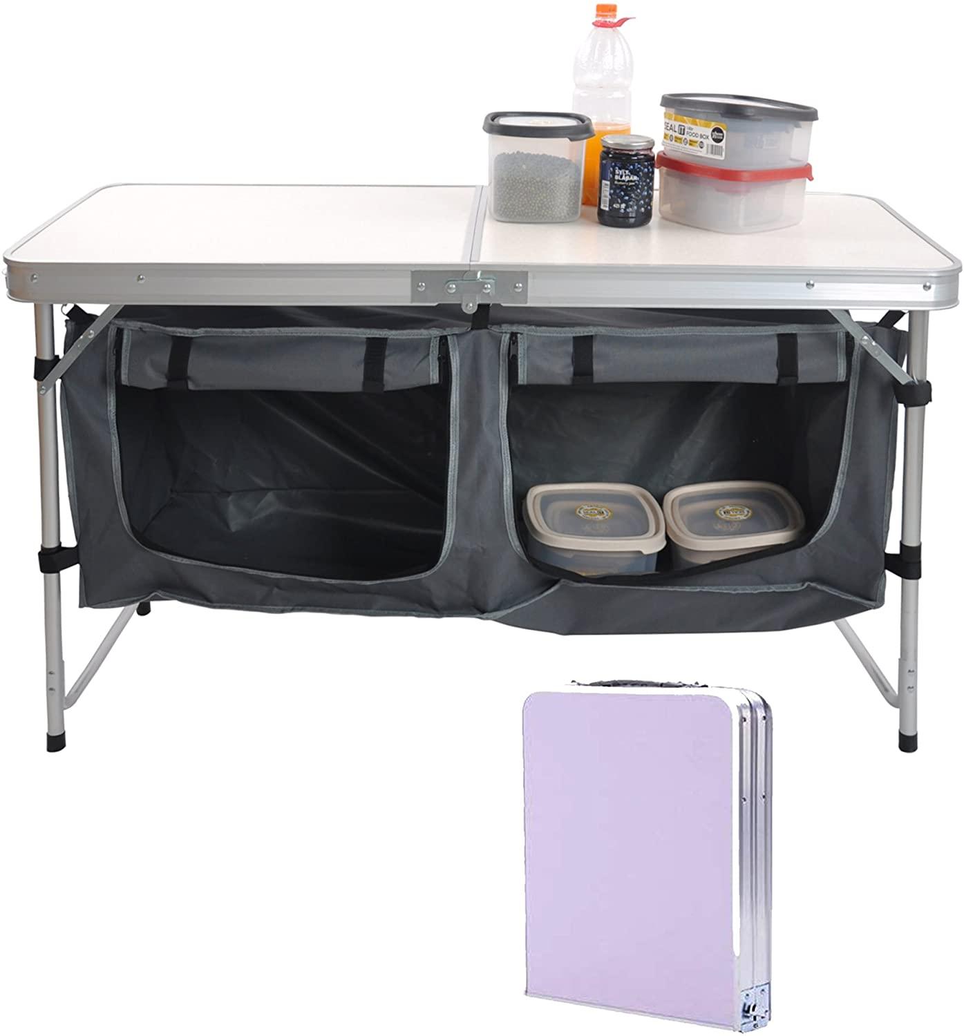 Outdoor Folding Camp Table Suitcase Lightweight Height Adjustable Portable Foldable Picnic Table - Luckyermore