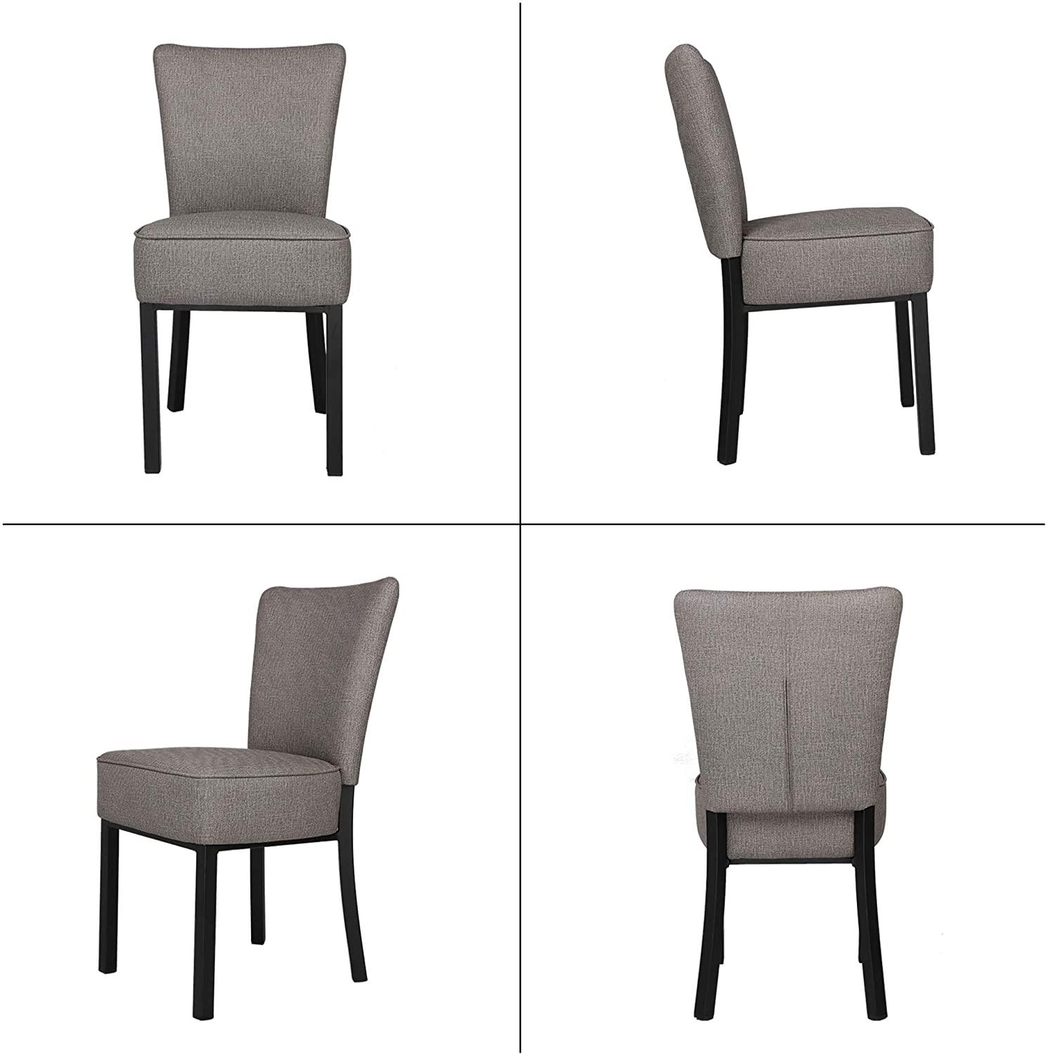 LUCKYERMORE Set of 2 Modern Dining Chairs PU Leather Side Chairs with Soft Cushion, Gray