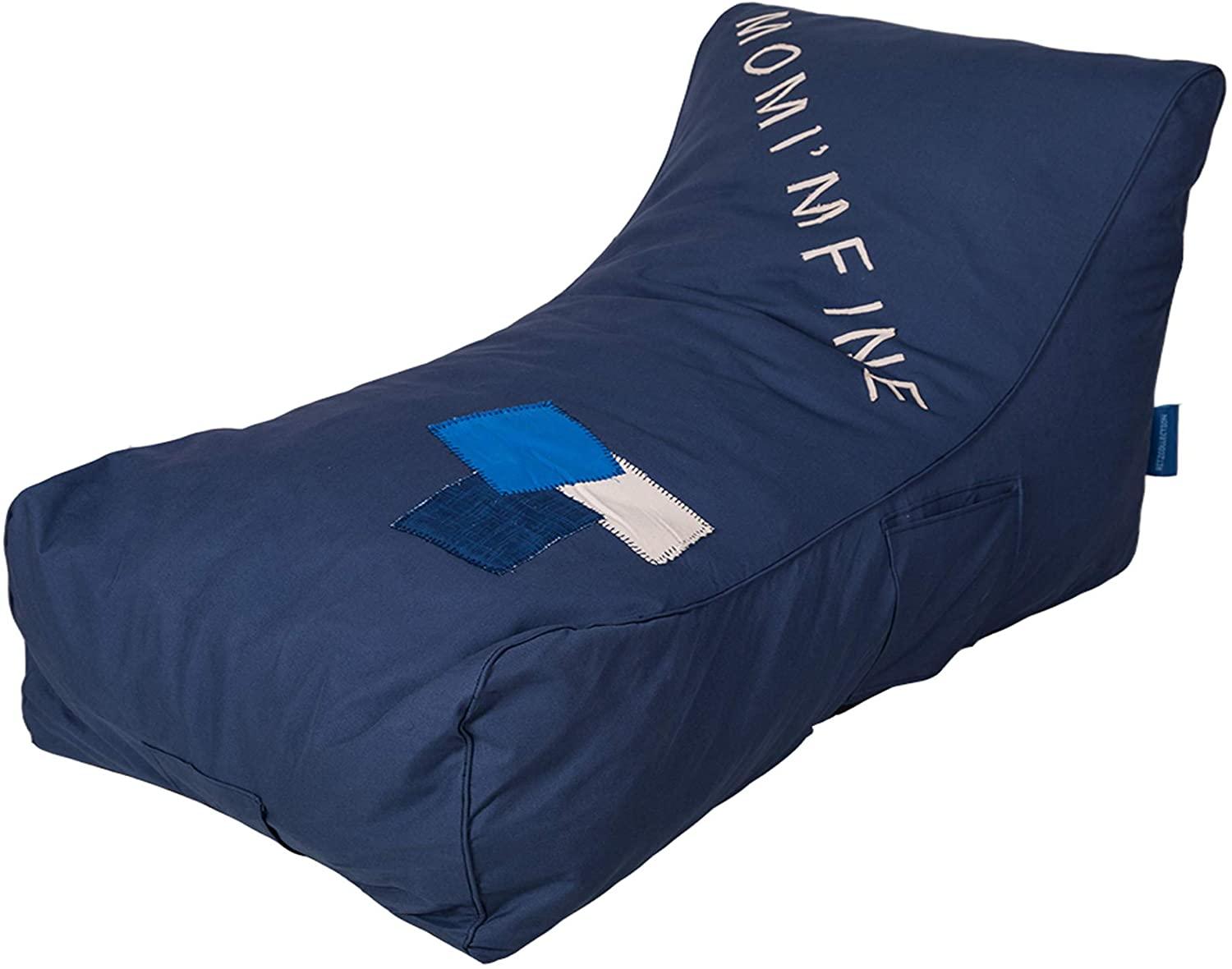 Bean Bag Chair - Floor Chair Couch Lazy Lounger Memory Foam Sofa with Dirt-Proof Oxford Fabric&Side Pocket for Kids Age 2 and Up,MOM I'm FINE,Sea Blue - Luckyermore