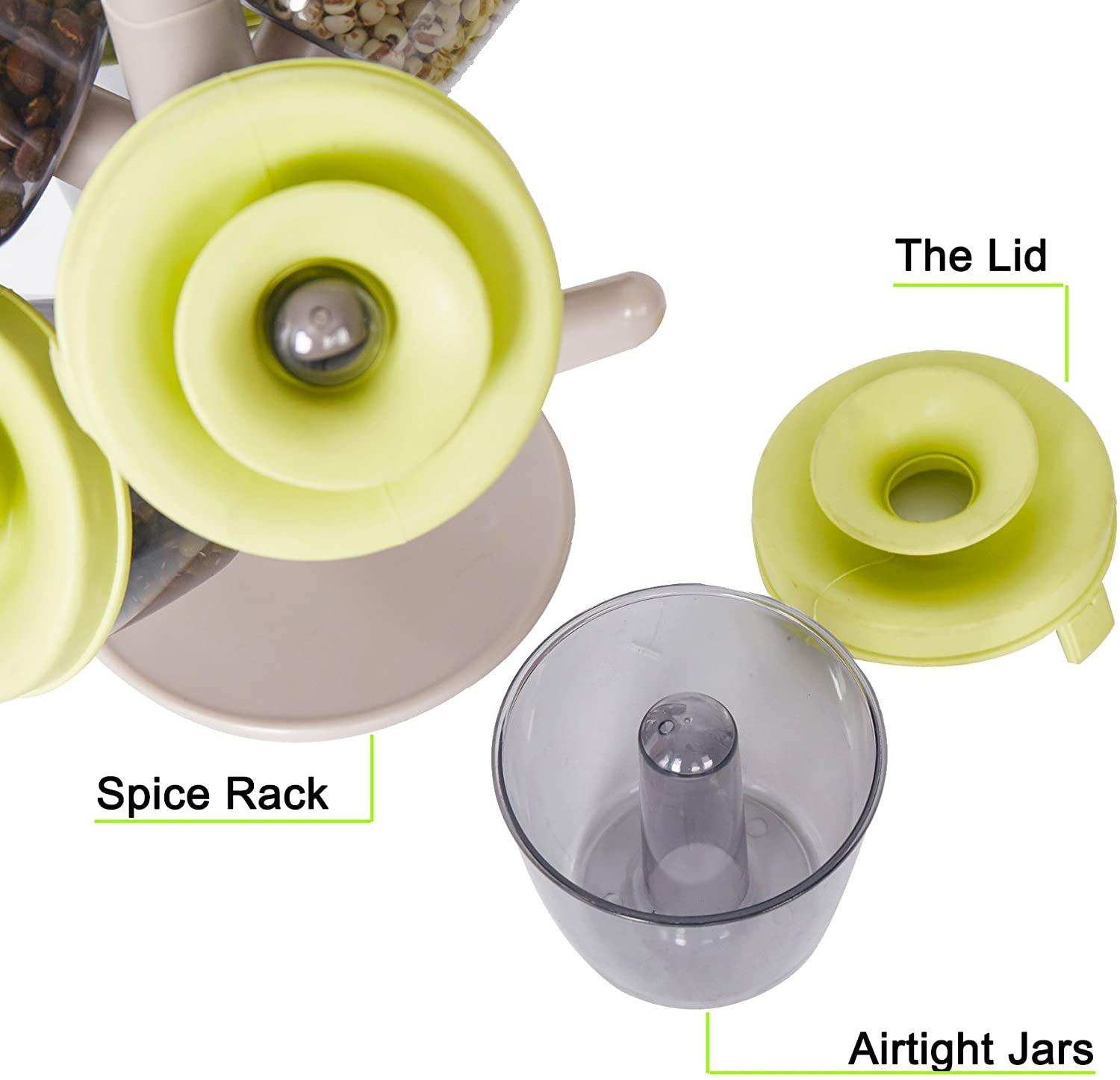 Pop-up Spice Racks with Set of 6 Round Clear Storage Containers for keeping Food,Cookie,Cracker,Coffee,Sugar,etc. dry and fresh - Luckyermore