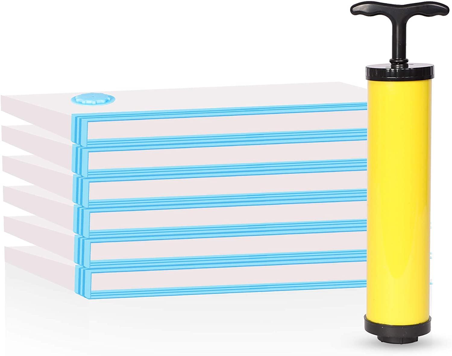 Vacuum Seal Bags Space-Saving Vacuum Storage Bags Includes 8 Compression Bags and Manual Pump,Small 19.7"x27.6 - Luckyermore