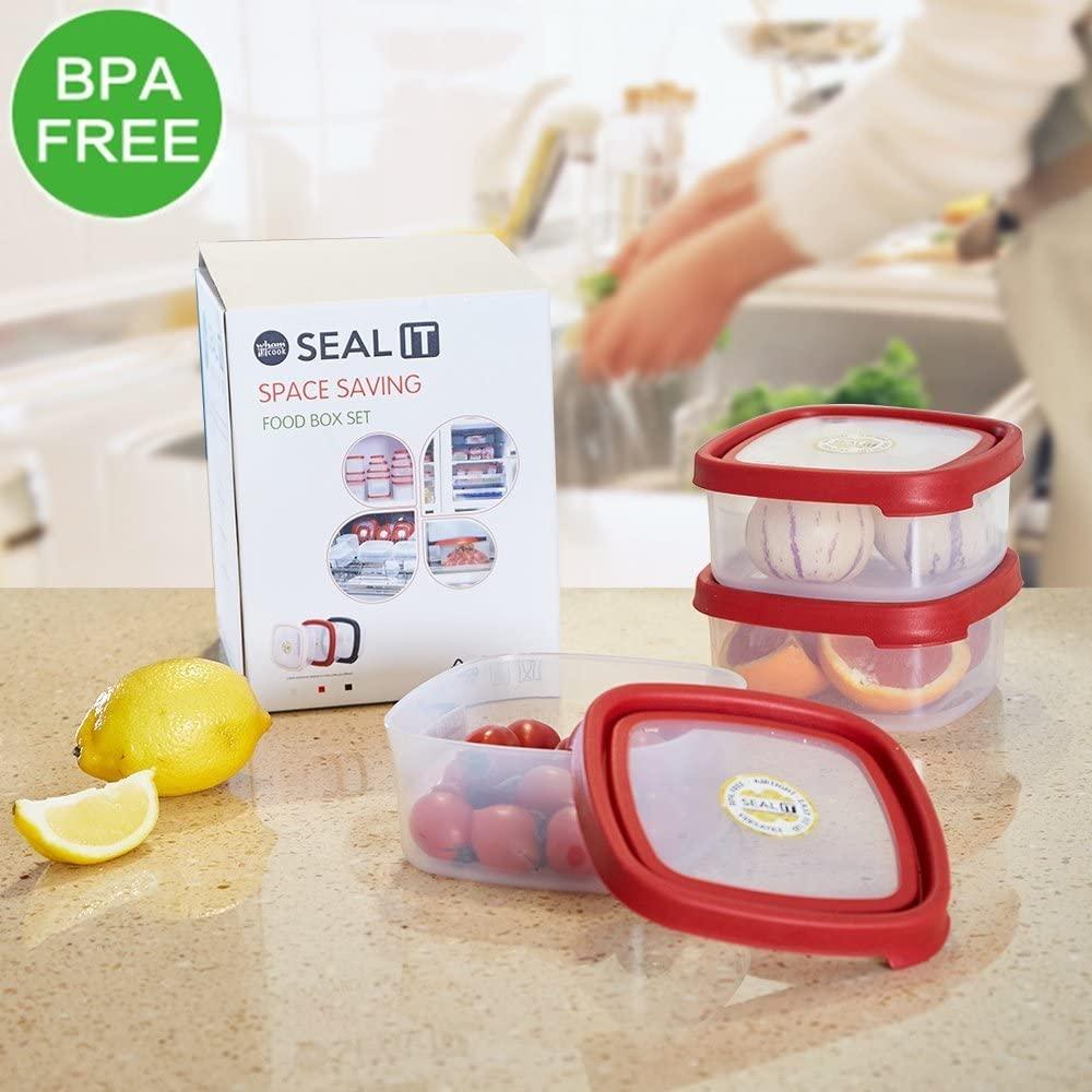 Wham 6 PCS Food Storage Containers With Lids Durable Plastic Containers Set - Airtight, Leakproof,BPA Free, Microwave, Freezer & Dishwasher Safe, Set of 3 (3.2 Cup) - Luckyermore