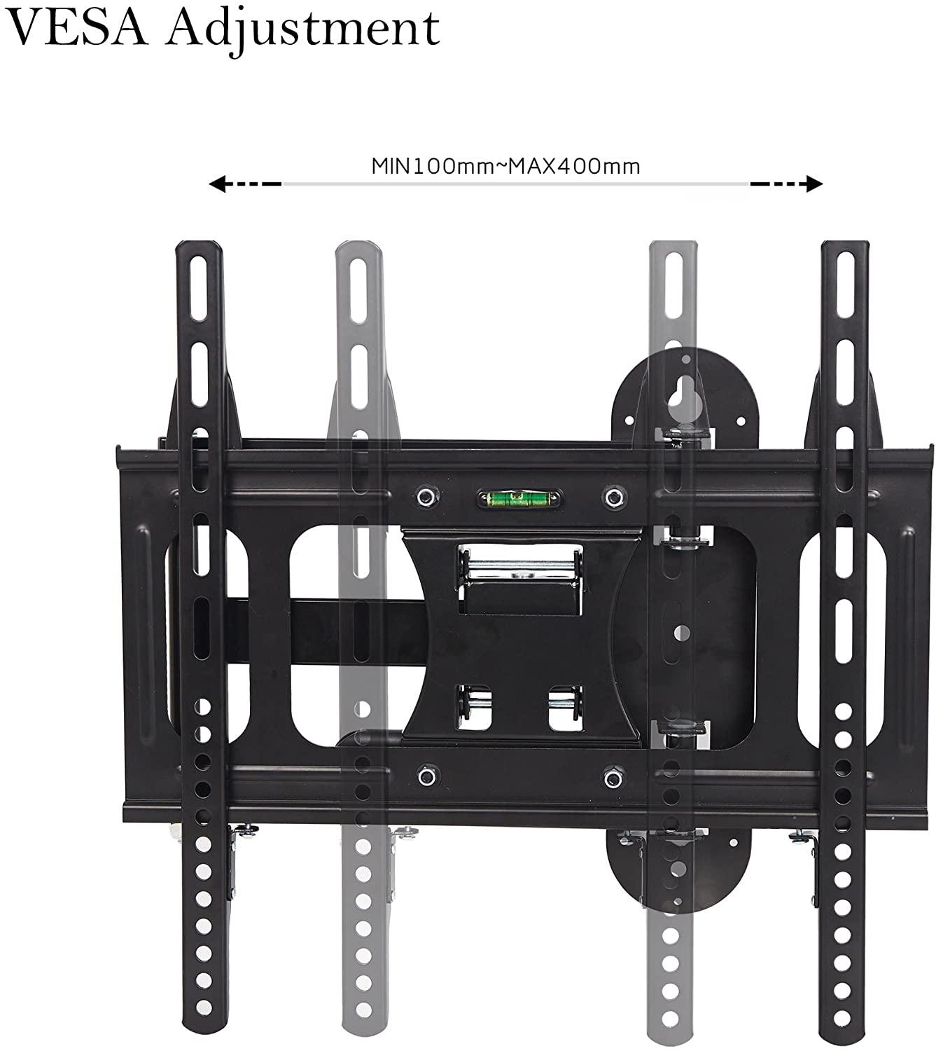 Full Motion TV Wall Mount for 23”-55” Flat Screen TVs, Monitor with Swivel Articulating Arms, up to VESA 400x400mm and 66 lbs - Luckyermore