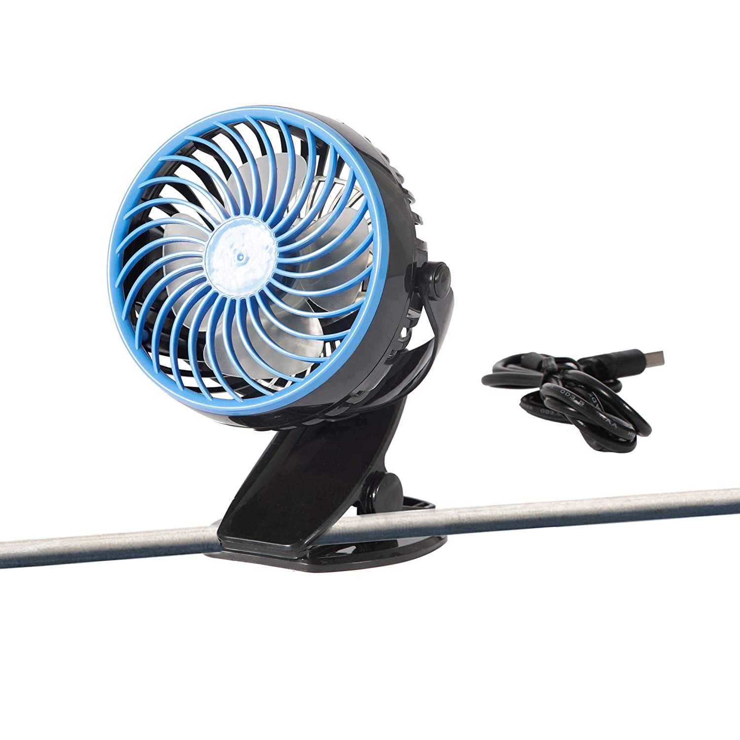 Clip on Desk Portable Fan for Stroller Battery Operated Small Personal Fan for Treadmill Bed Grow Tent Rechargeable,USB Powered Lithium Ion Fan