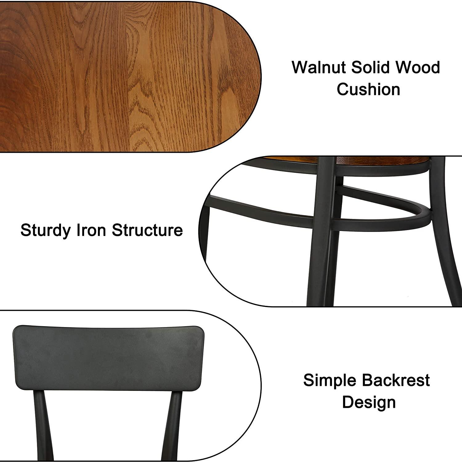 Set of 2 Mid-Century Wooden Dining Chairs Metal Solid Wood Kitchen Chair, Open π Back - Luckyermore