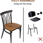 Set of 2 Kitchen Dining Chairs Wood Seat with Metal Legs Fully Assembled, Curve V Back