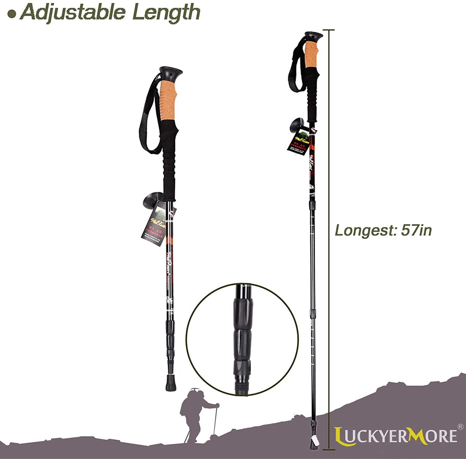 2 Pack Trekking Poles Collapsible Climbing Stick - Luckyermore