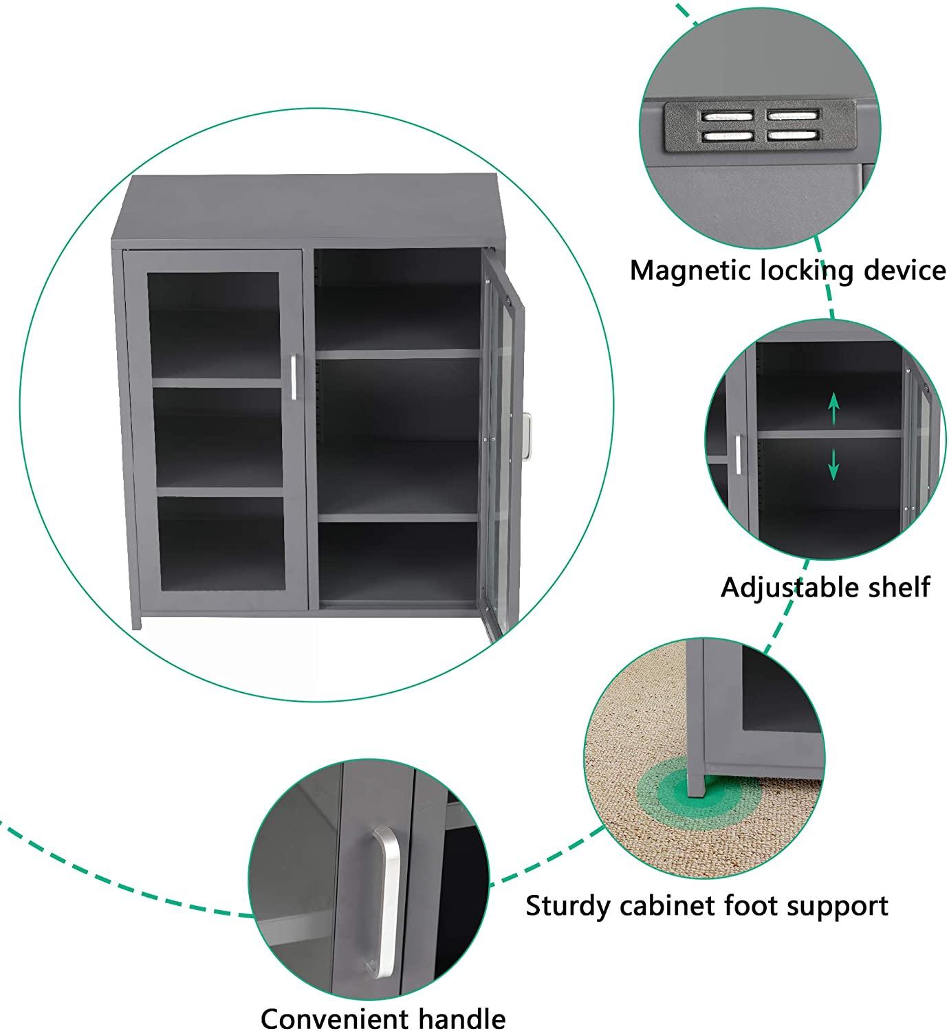 Storage Sideboard Cabinet Sturdy and Durable Floor Storage Cabinet with 4 Adjustable Shelves，Suitable for Living Room Corridor Kitchen Bathroom - Luckyermore