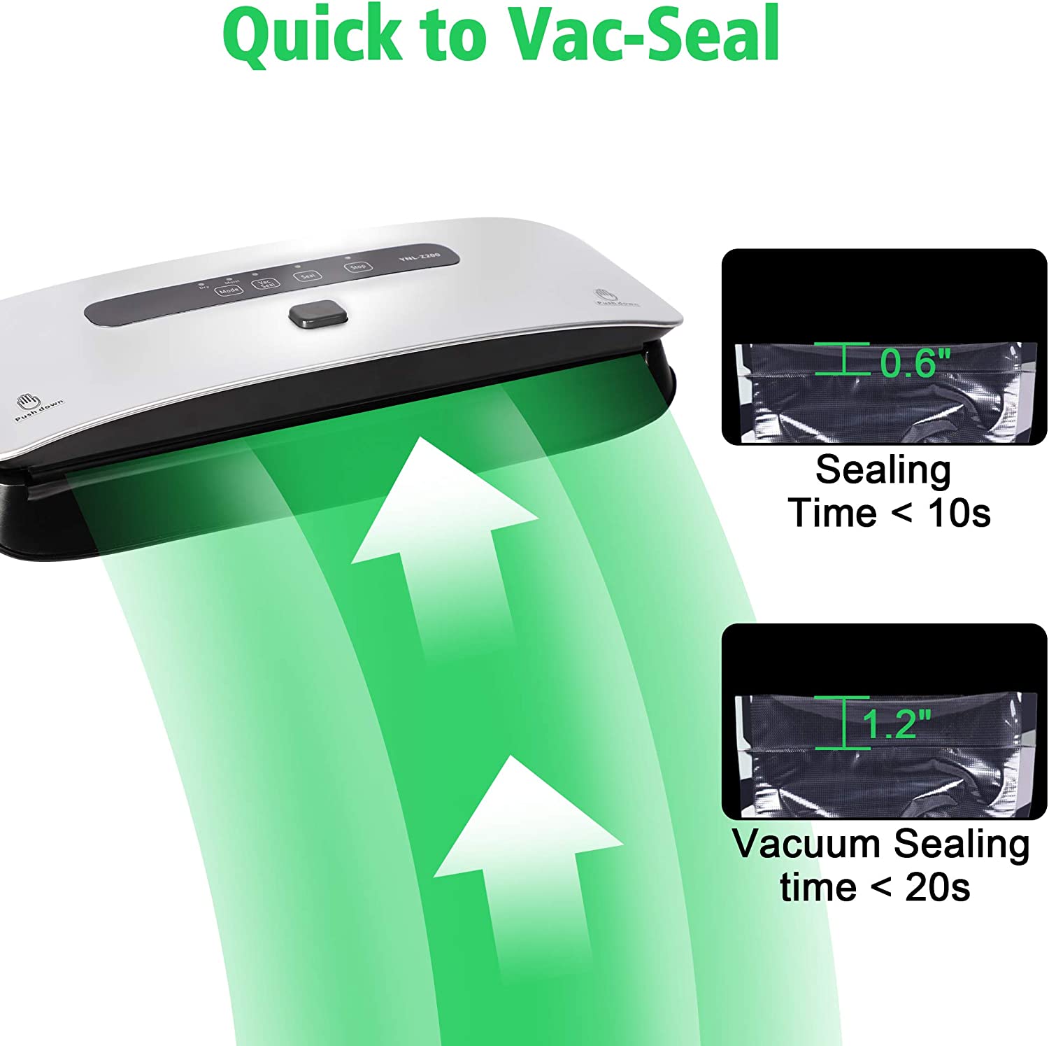 Food Vacuum Sealer Machine with Dry and Moist Mode for Food Preservation - Luckyermore