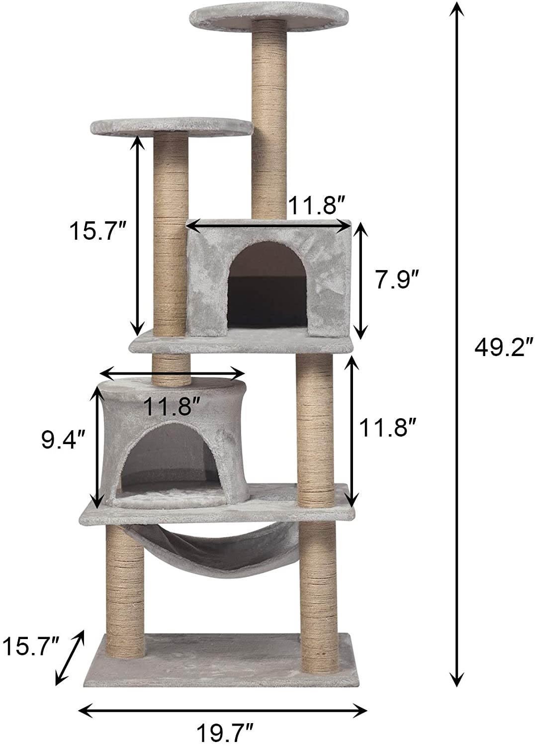 Condo Pet Furniture Multi-Level Kitten Activity Tower Play House with Sisal Scratching Posts Perch