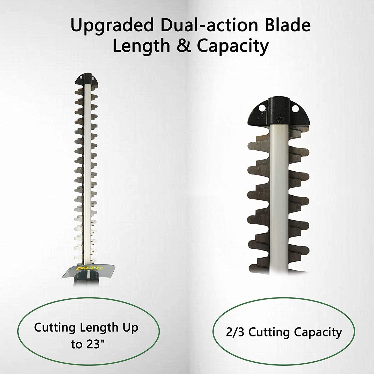 23-inch 20V Electric Hedge Trimmer Cordless, Light Weight & 90min Long-Lasting, Garden Hedge Trimmer w/Dual-Action Blade, Lawn Shrub Trimmer, 2.0Ah Li-Lon Battery & Fast Charger Included