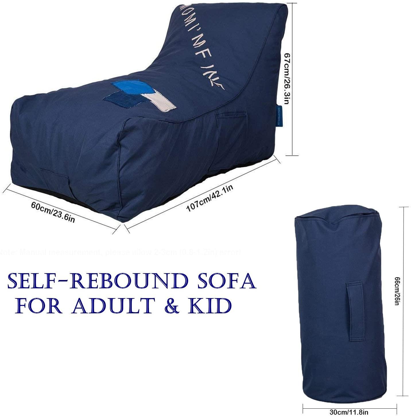 Bean Bag Chair - Floor Chair Couch Lazy Lounger Memory Foam Sofa with Dirt-Proof Oxford Fabric&Side Pocket for Kids Age 2 and Up,MOM I'm FINE,Sea Blue - Luckyermore